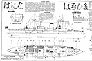 Образец чертежа: легкий крейсер Нанива, Япония