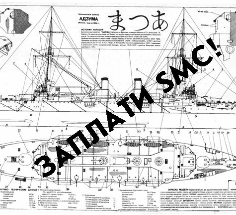 Образец чертежа. Броненосный крейсер Адзума (Япония)